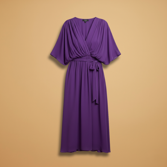 Angela| Robe en mousseline pour femme avec col en V et ampleur