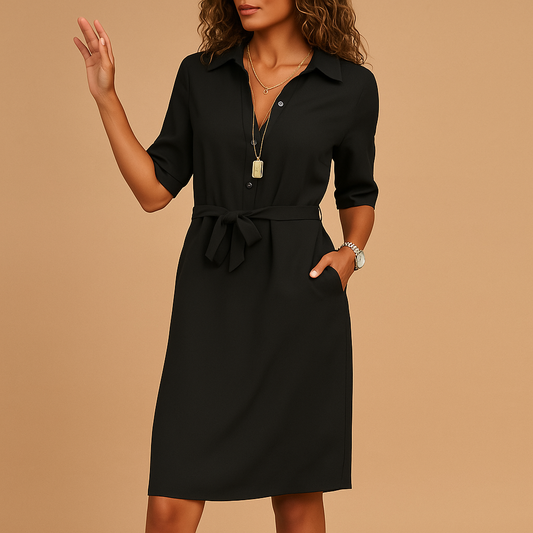 Nuria| Robe chemise pour femme avec ceinture et poches