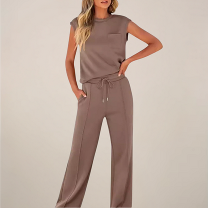 Eulogia | Ensemble deux pièces printemps pour femme avec pantalon à cordon de serrage