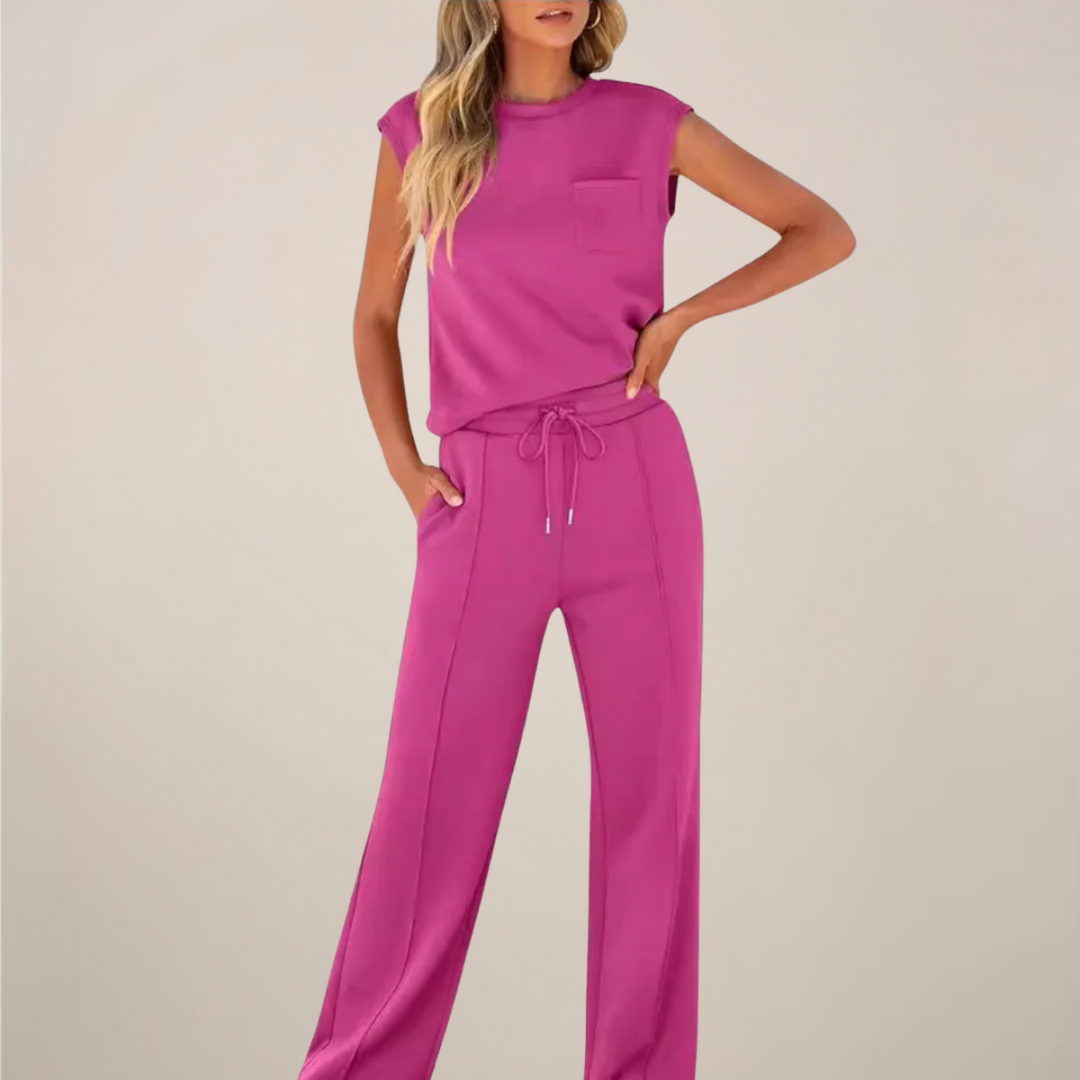 Eulogia | Ensemble deux pièces printemps pour femme avec pantalon à cordon de serrage