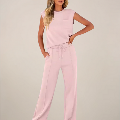 Eulogia | Ensemble deux pièces printemps pour femme avec pantalon à cordon de serrage