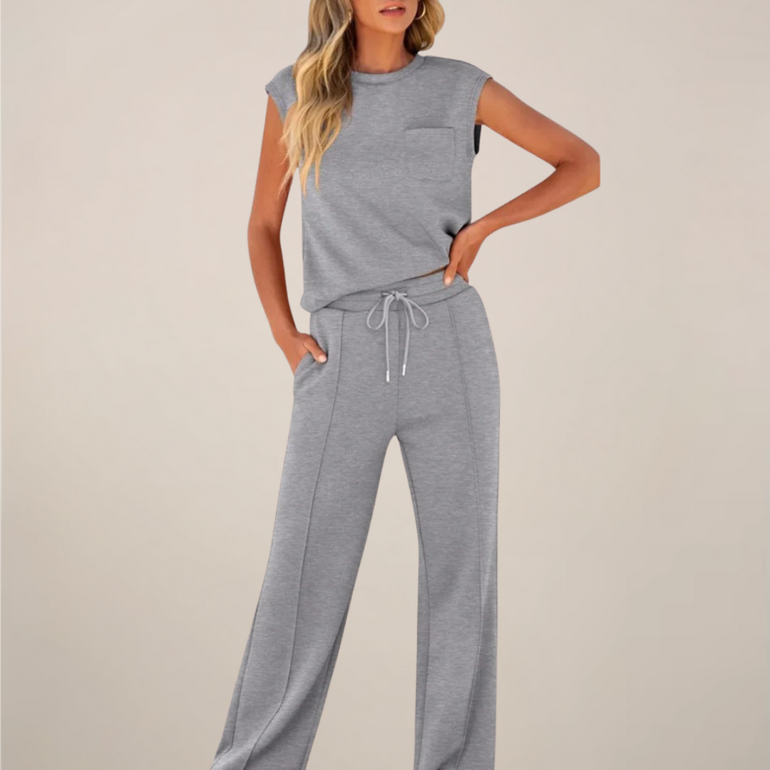 Eulogia | Ensemble deux pièces printemps pour femme avec pantalon à cordon de serrage