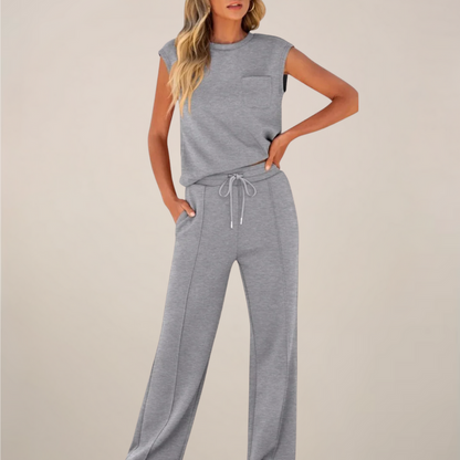 Eulogia | Ensemble deux pièces printemps pour femme avec pantalon à cordon de serrage
