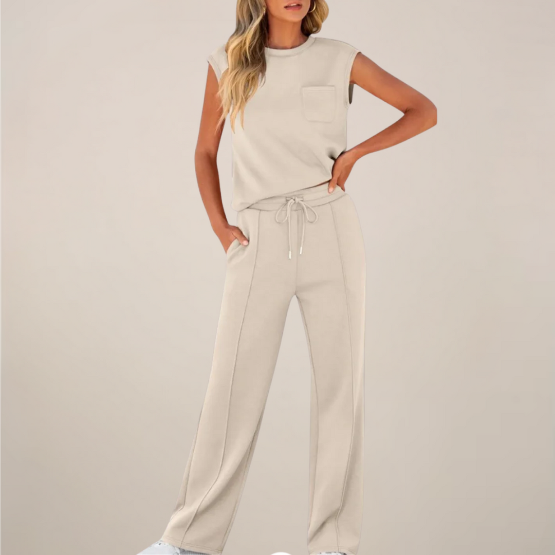 Eulogia | Ensemble deux pièces printemps pour femme avec pantalon à cordon de serrage