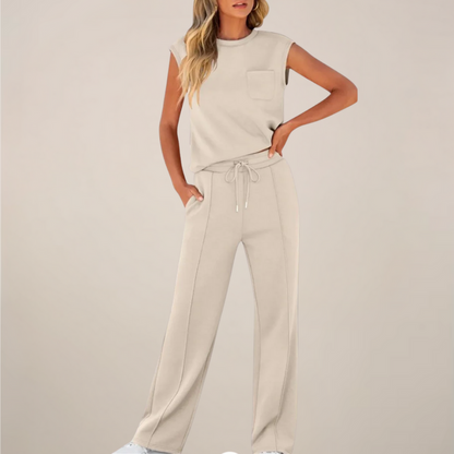 Eulogia | Ensemble deux pièces printemps pour femme avec pantalon à cordon de serrage