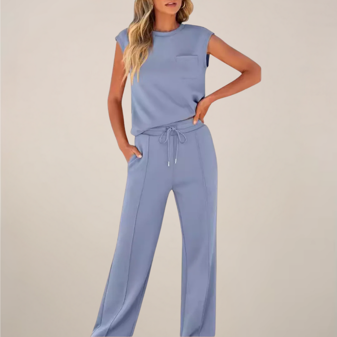 Eulogia | Ensemble deux pièces printemps pour femme avec pantalon à cordon de serrage