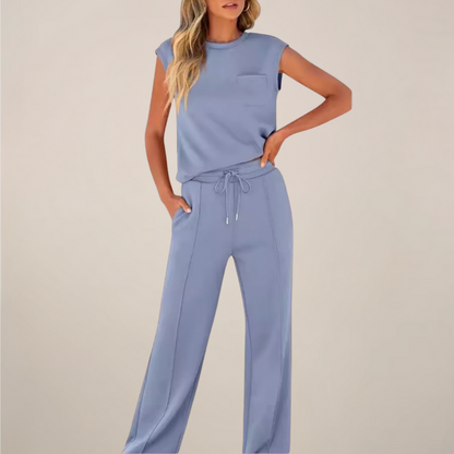 Eulogia | Ensemble deux pièces printemps pour femme avec pantalon à cordon de serrage