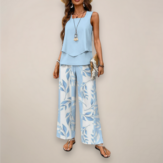 Adoración | Conjunto estampado de mujer para primavera con pantalón ancho