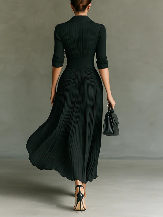 Salomé | Robe longue avec taille cintrée et jupe plissée