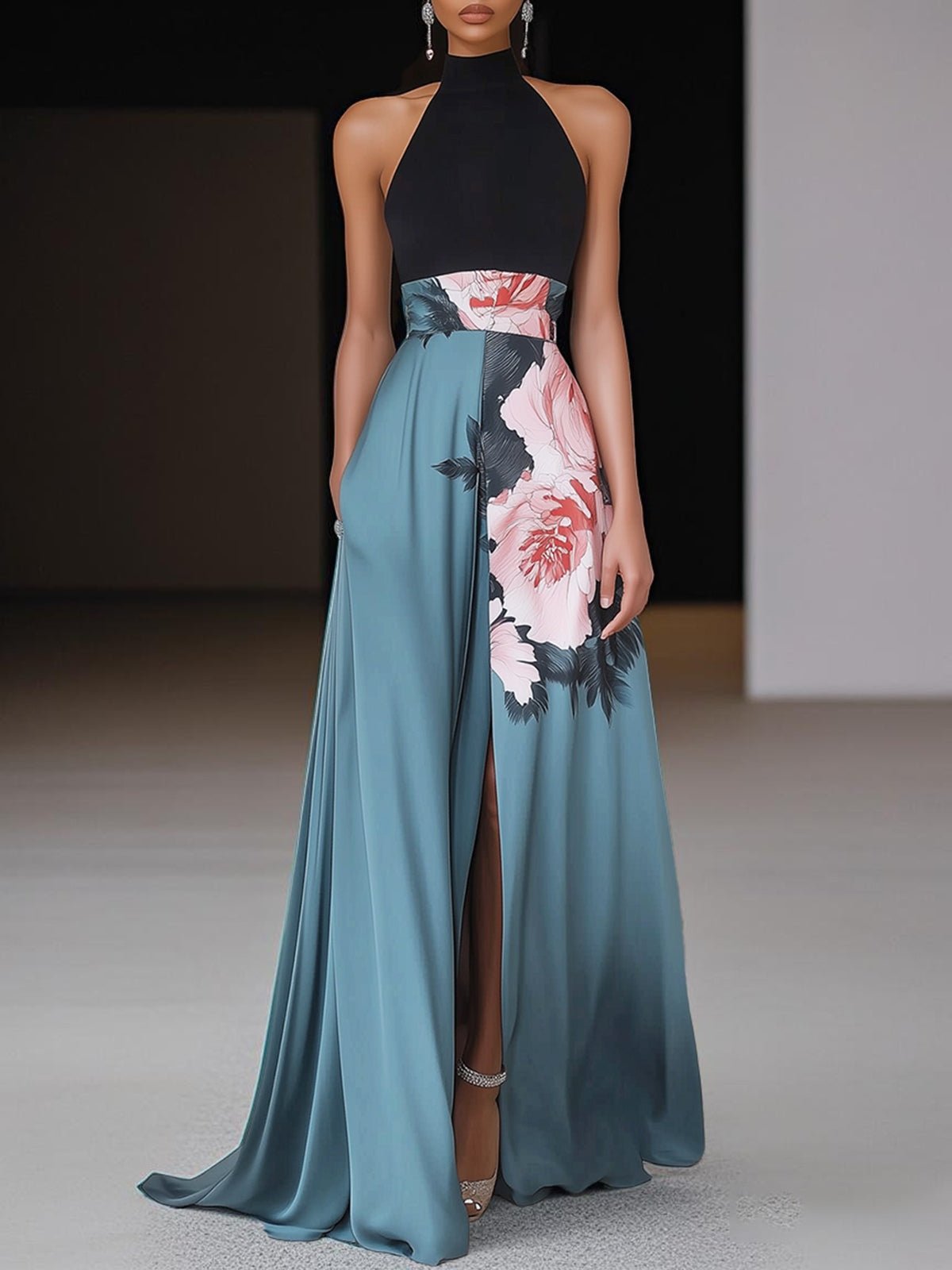 Martina | Women's Sleeveless A-Line Cut-Out Maxi Dress