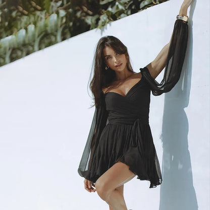 Cirella | Vestido mini de verano con manga larga para mujer