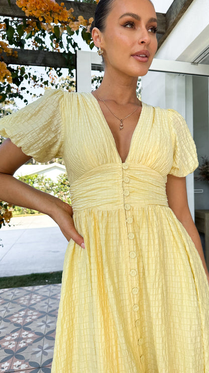 Candelaria | Vestido maxi boho con escote en V y botones