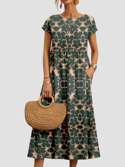 Ariadna | Women's summer midi dress with print and pockets
