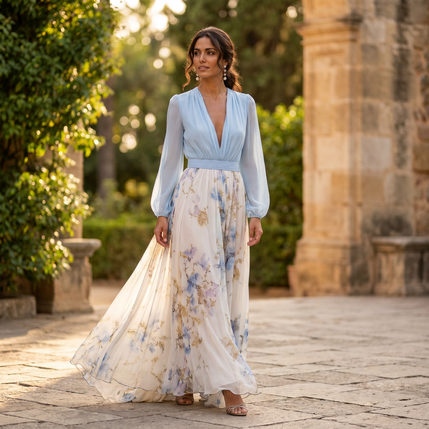 Lucia | Vestido maxi para mujer con escote floral