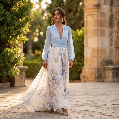 Lucia | Vestido maxi para mujer con escote floral