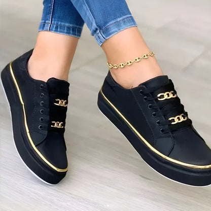 Alexia | Women's orthopedic sneakers with laces and gold details