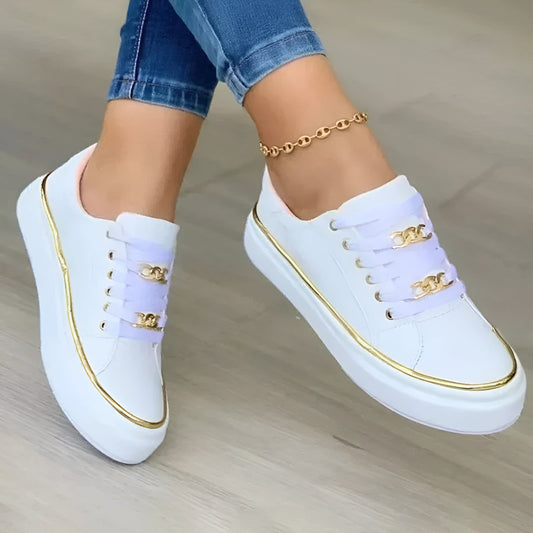 Alexia | Women's orthopedic sneakers with laces and gold details