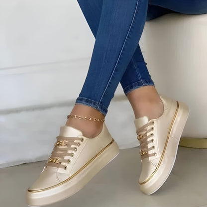 Alexia | Women's orthopedic sneakers with laces and gold details