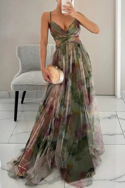 Beatriz | Elegant Strapless Floral Maxi Dress
