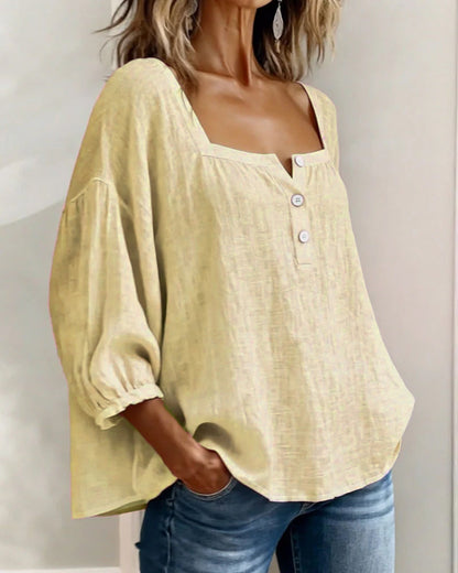 Lurea | Women's blouse with square neckline and buttons