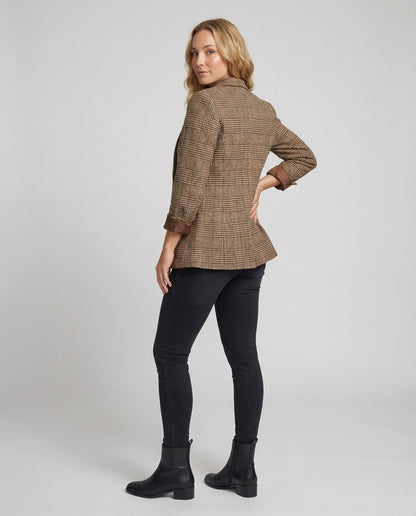 Griselina | Blazer à carreaux structuré pour femme avec un bouton