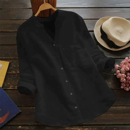 Fleur | Chemise à manches longues et poche, sans col à revers