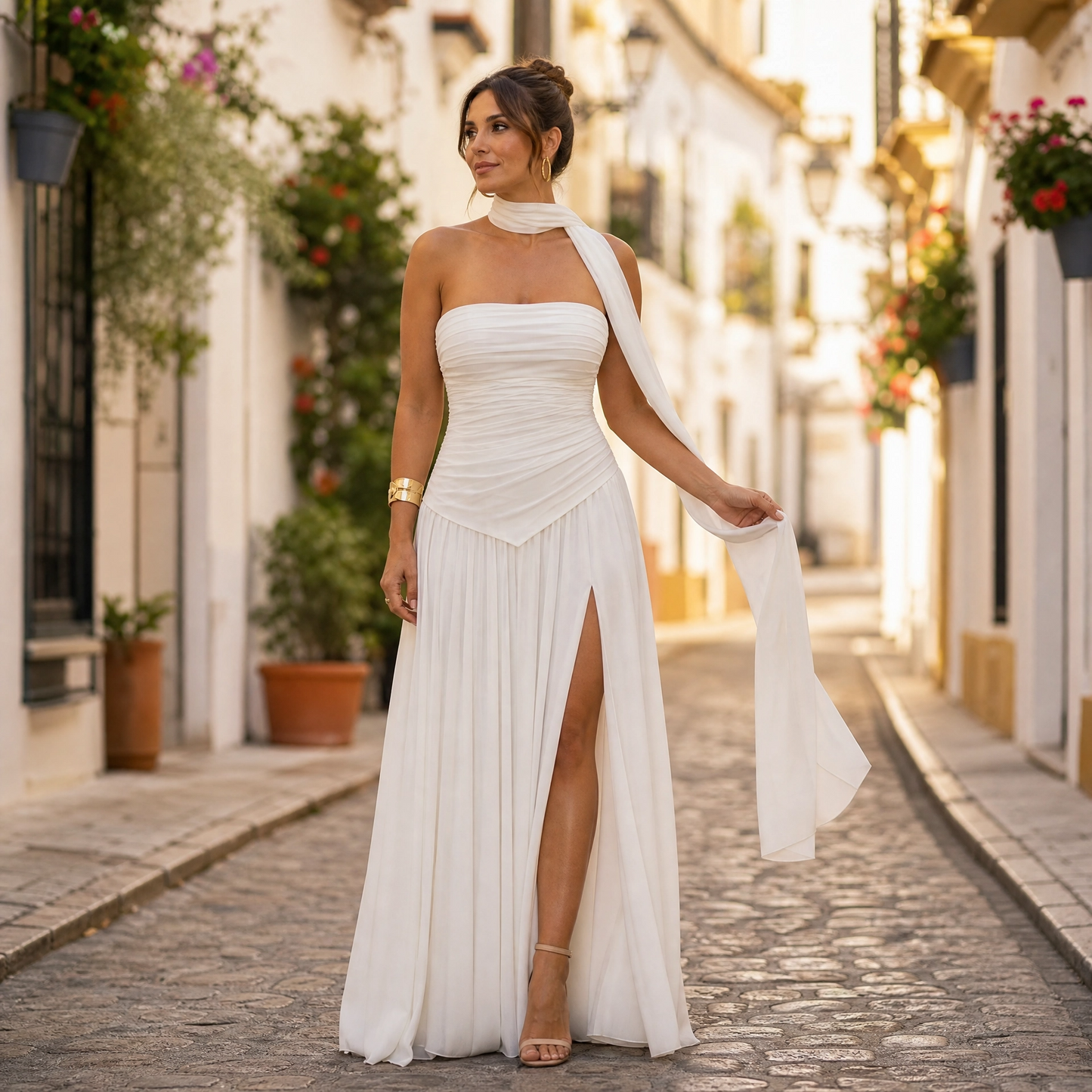 Talina | Women's Asymmetric Strapless Maxi Dress