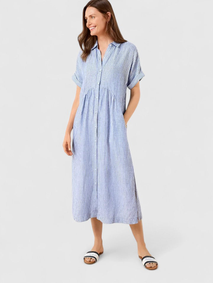 Cielo | Vestido midi con botones y manga corta recta