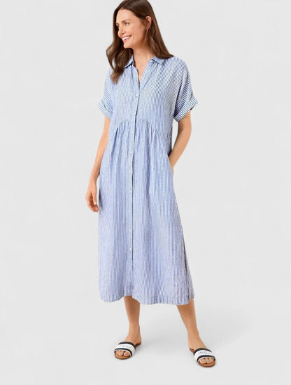 Cielo | Vestido midi con botones y manga corta recta