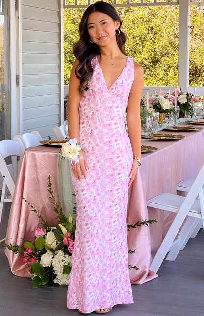 Abigaela | Women's floral print wedding dress with V-neck