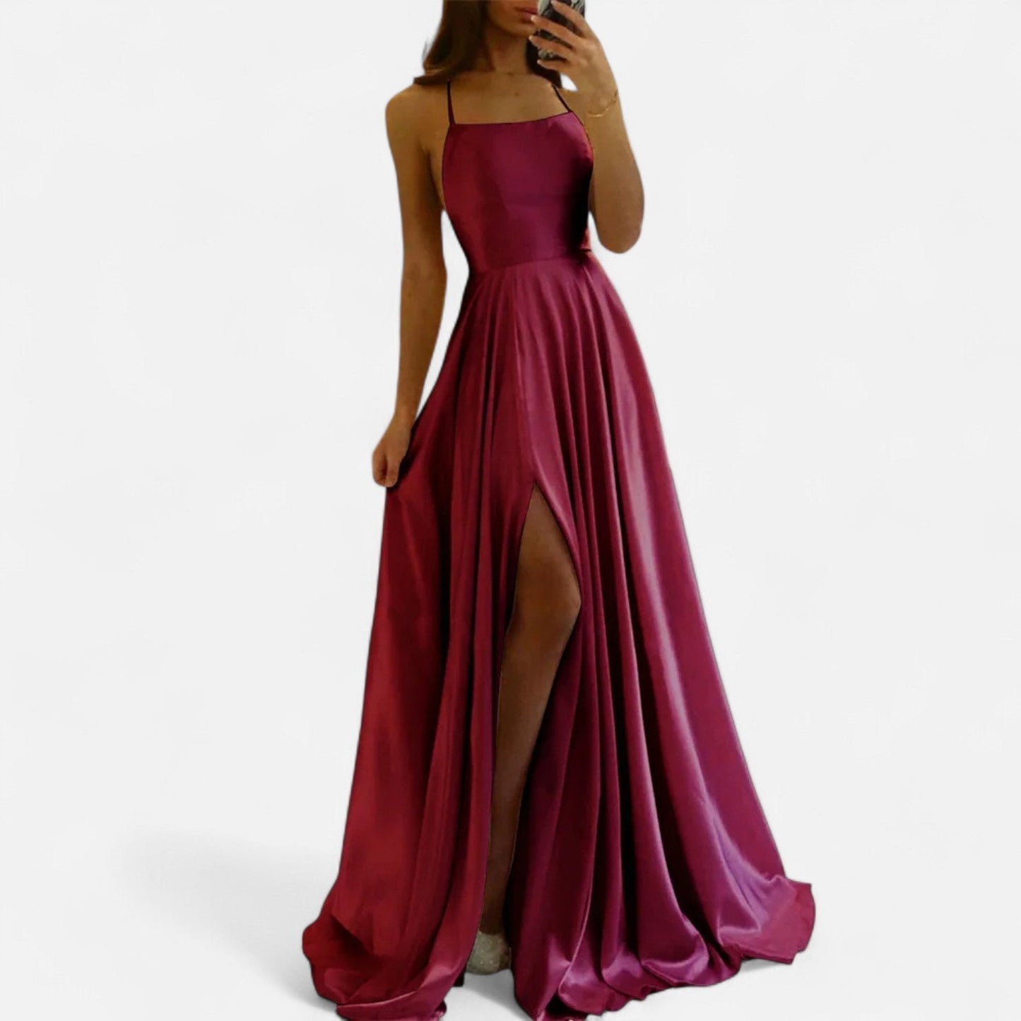 Belina | Women's maxi guest dress with slit and straps