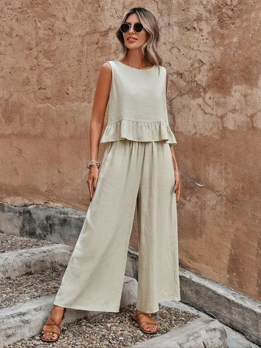 Begoña | Ensemble pour femme avec top sans manches et pantalon large