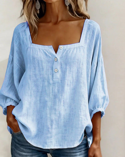 Lurea | Women's blouse with square neckline and buttons