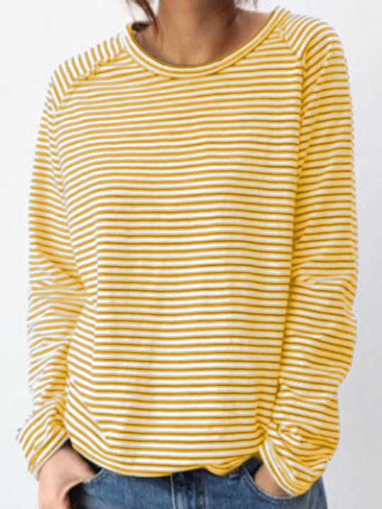 Carolina | Camiseta de manga larga con rayas y cuello redondo