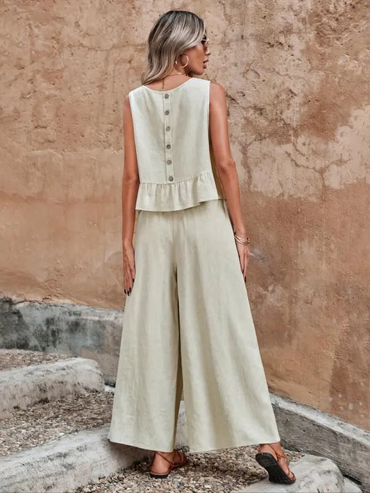 Begoña | Ensemble pour femme avec top sans manches et pantalon large