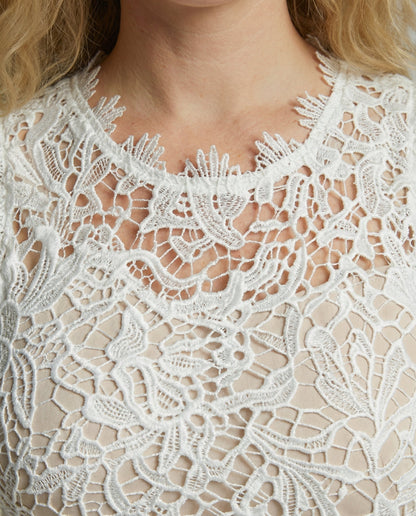 Adelaira | Vestido maxi para mujer con encaje y falda evasé | Formal