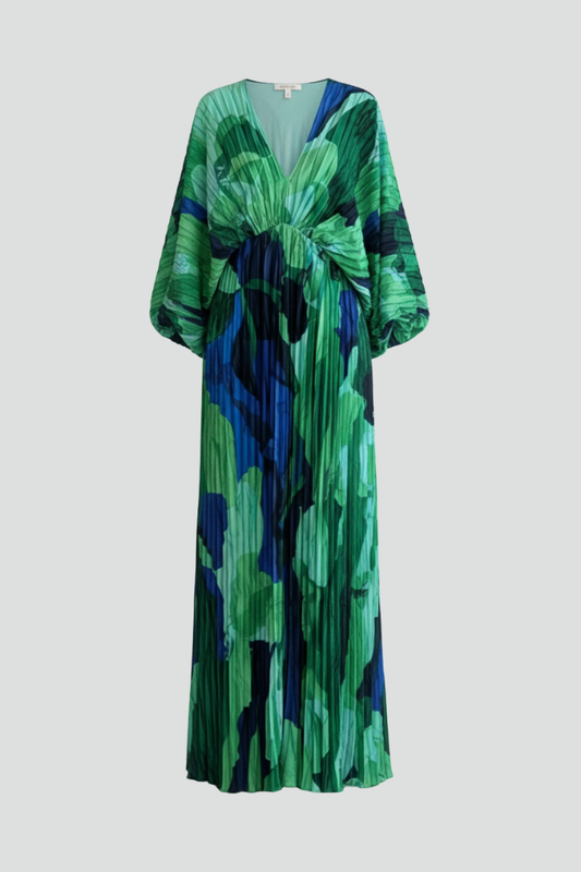 Veronica | Vestido maxi para mujer con escote en V plisado