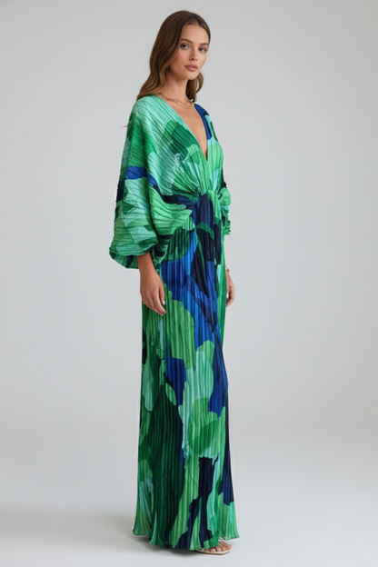 Veronica | Vestido maxi para mujer con escote en V plisado