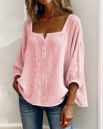 Lurea | Women's blouse with square neckline and buttons