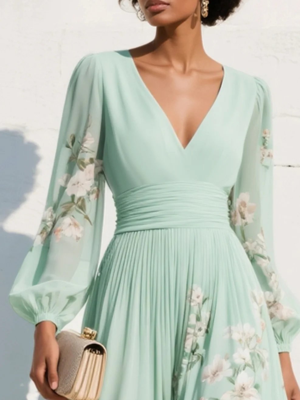 Aranza | Vestido midi para mujer con estampado floral y escote en V