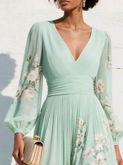 Aranza | Vestido midi para mujer con estampado floral y escote en V