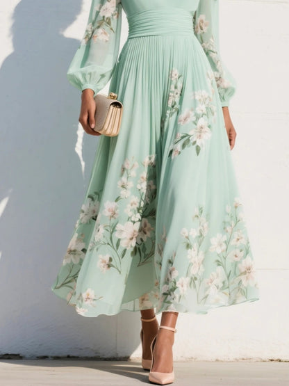 Aranza | Vestido midi para mujer con estampado floral y escote en V