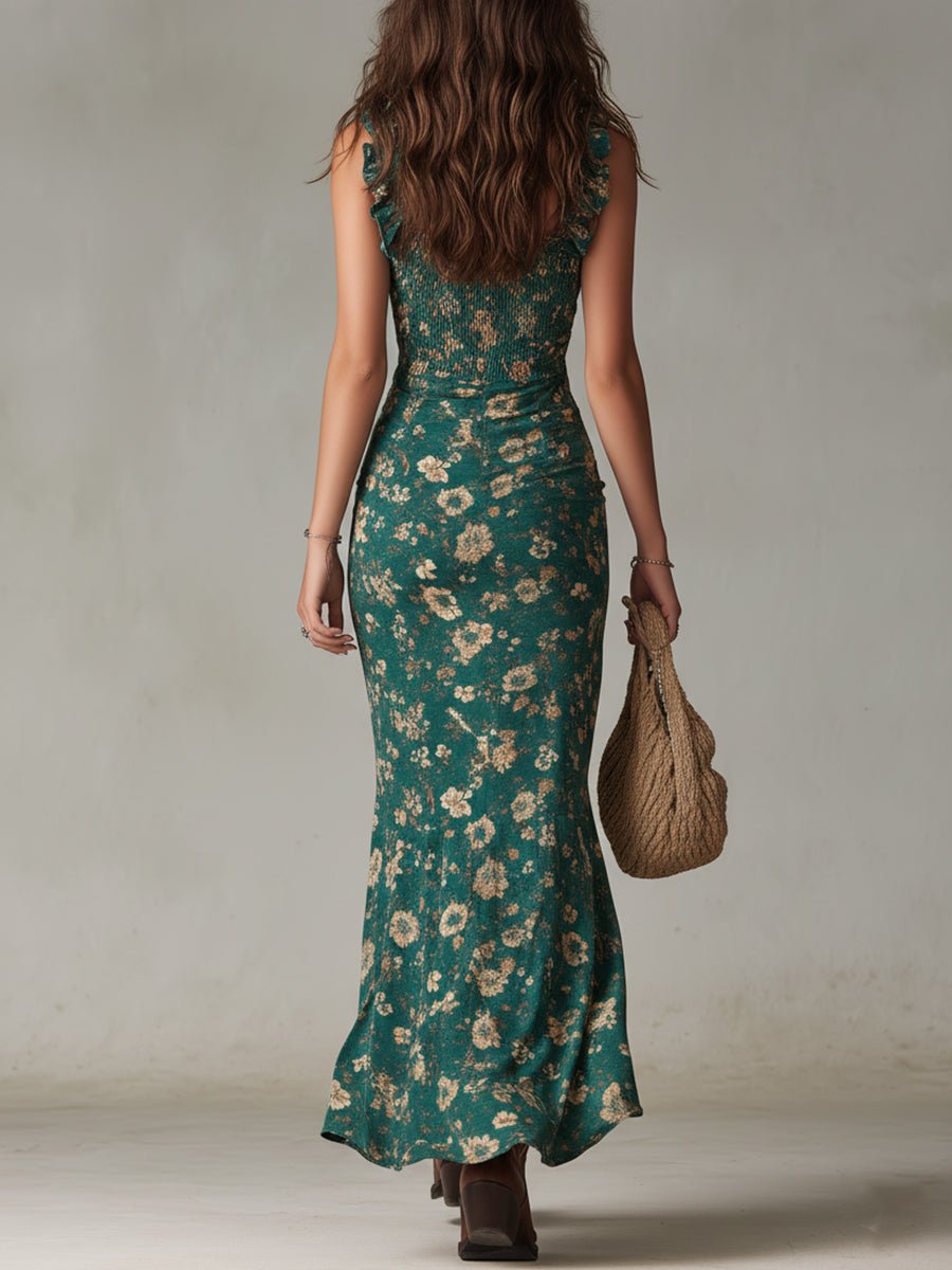 Belinda | Vestido maxi boho para mujer con flores y abertura