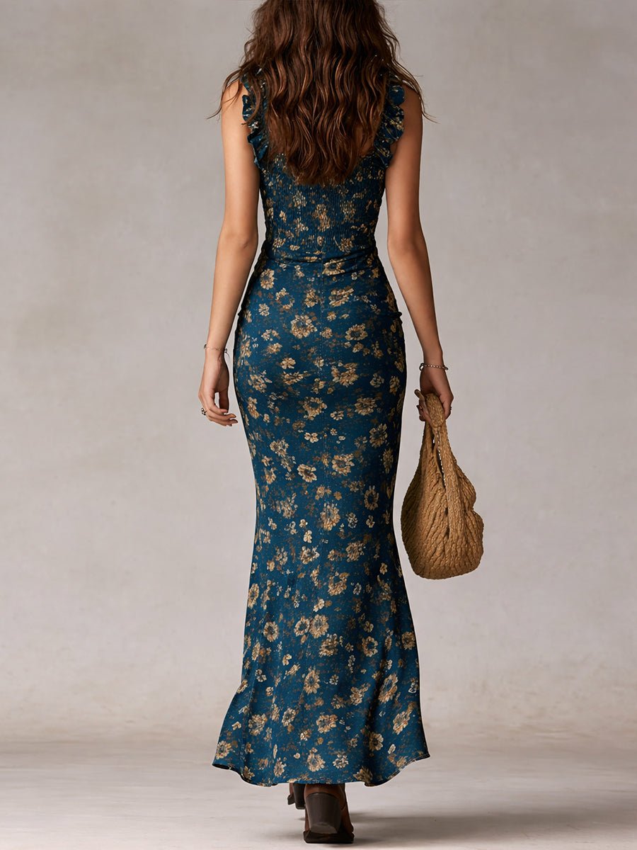Belinda | Vestido maxi boho para mujer con flores y abertura