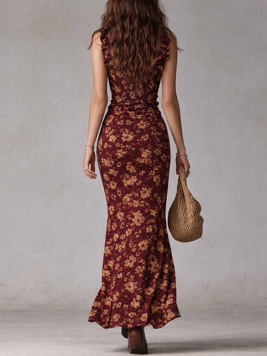 Belinda | Vestido maxi boho para mujer con flores y abertura