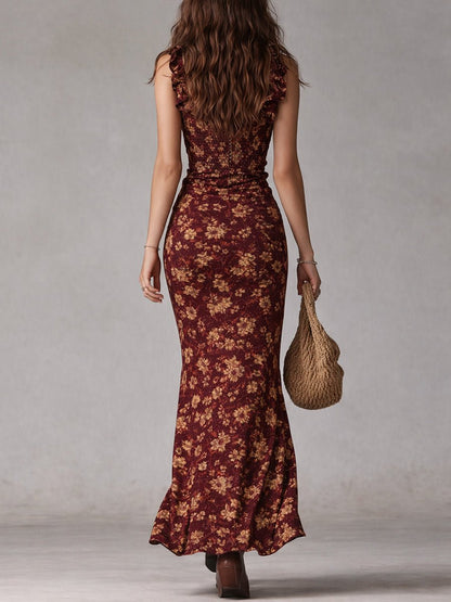 Belinda | Vestido maxi boho para mujer con flores y abertura