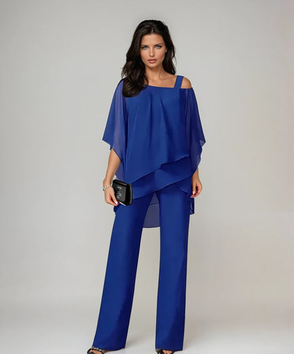 Daniela | Conjunto de dos piezas para mujer con hombros descubiertos y pierna recta