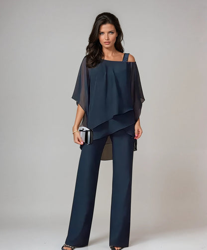 Daniela | Conjunto de dos piezas para mujer con hombros descubiertos y pierna recta