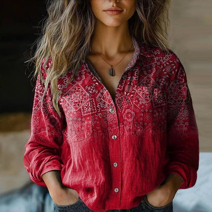 Luisa | Boho blouse for women with vintage paisley print