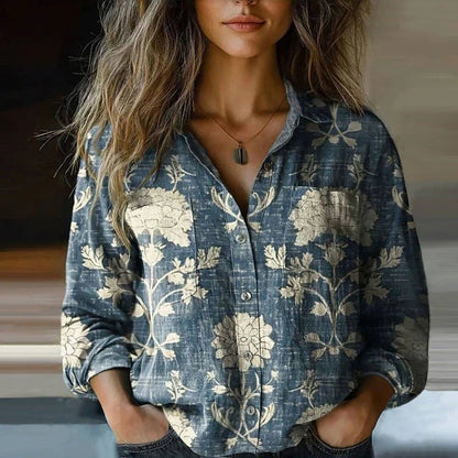 Luisa | Boho blouse for women with vintage paisley print
